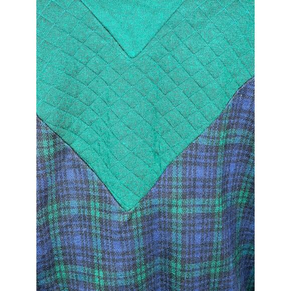 sweatshirt plaid chevron quilted green navy shoulder pads 1980s - Picture 4 of 11